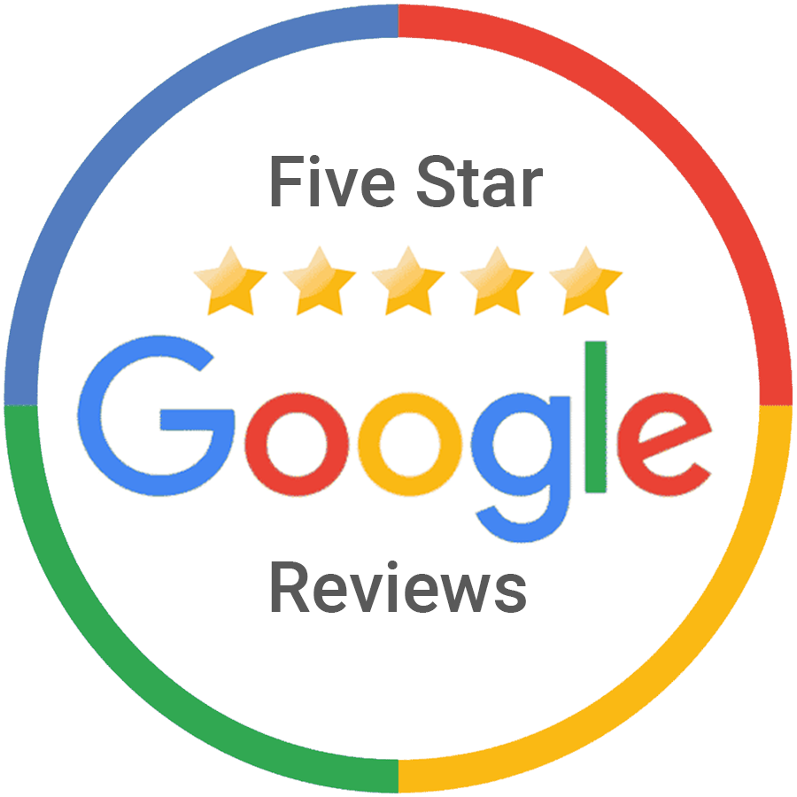 Five-star Google Reviews logo highlighting